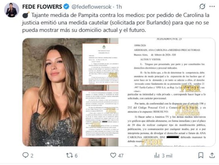 Foto: Captura de X (@fedeflowersok)