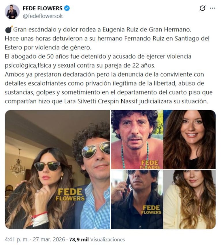 Foto: Captura de X (@fedeflowersok)