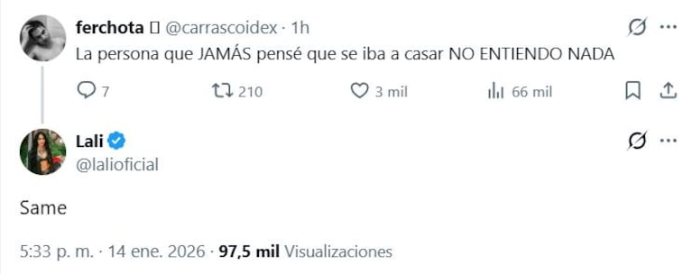 Foto: Captura de X (@lalioficial)