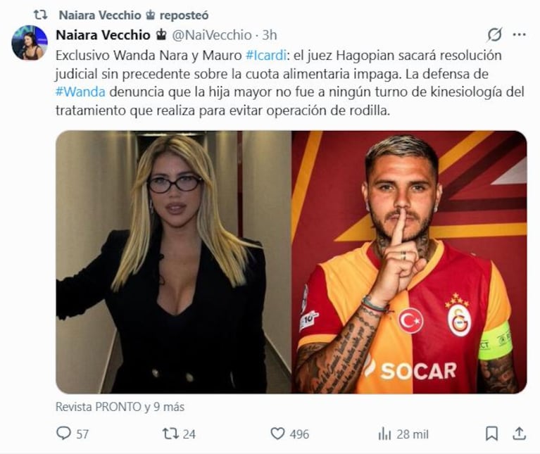 Foto: Captura de X (@NaiVecchio)