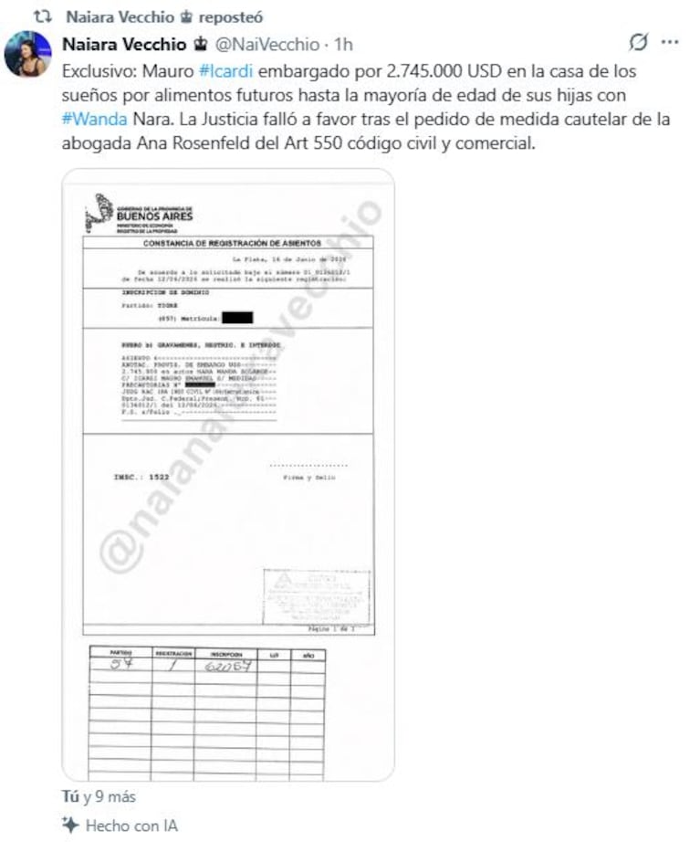 Foto: Captura de X (@NaiVecchio)
