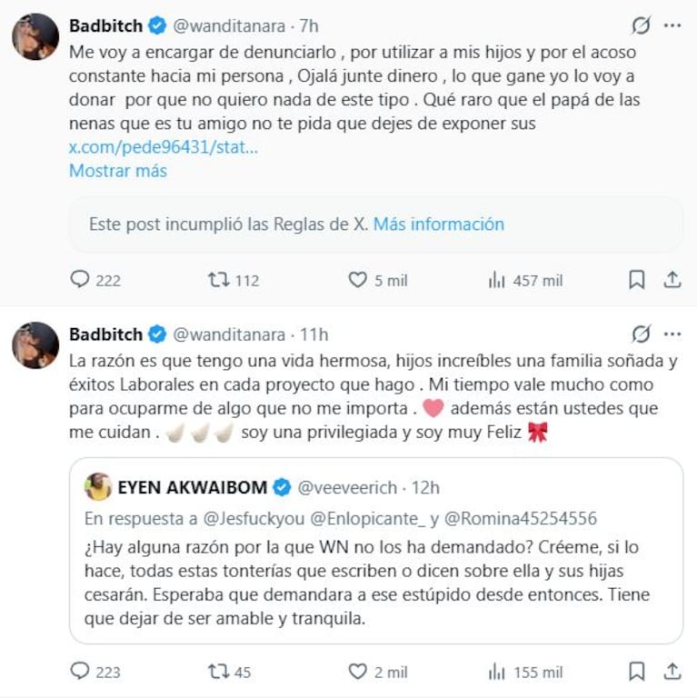 Foto: Captura de X (@wanditanara)