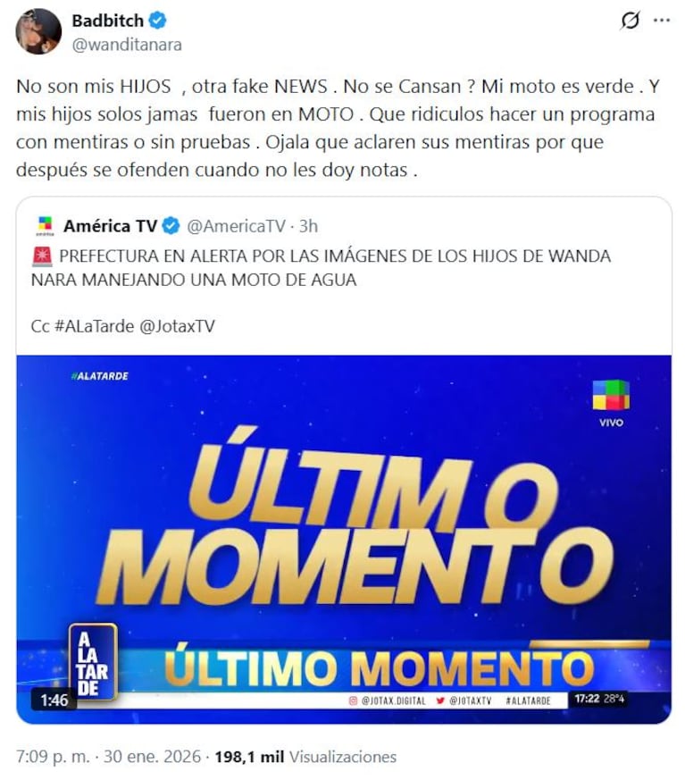 Foto: Captura de X (@wanditanara)