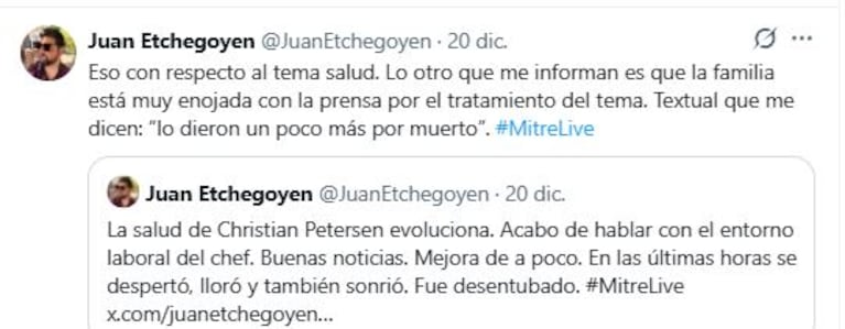 Foto: captura X / Twotter @juanetchegoyen