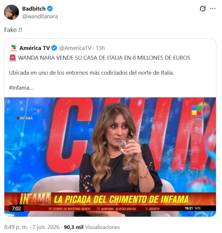 Foto: Capturas de X (@wanditanara)