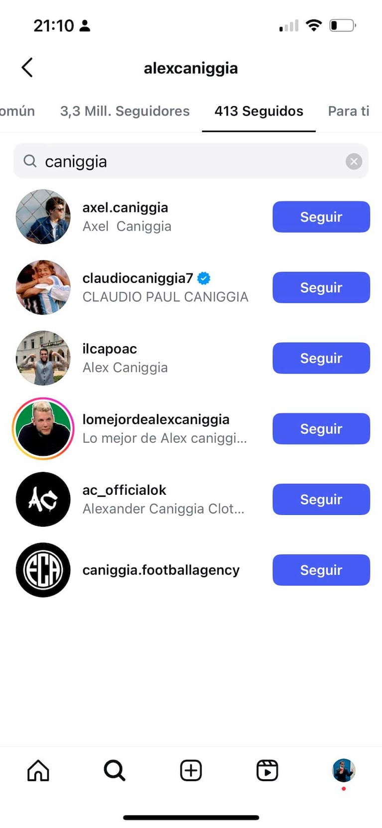 Foto: Instagram @alexcaniggia