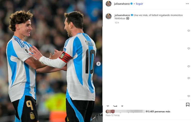 Foto: Instagram de Julián Álvarez.
