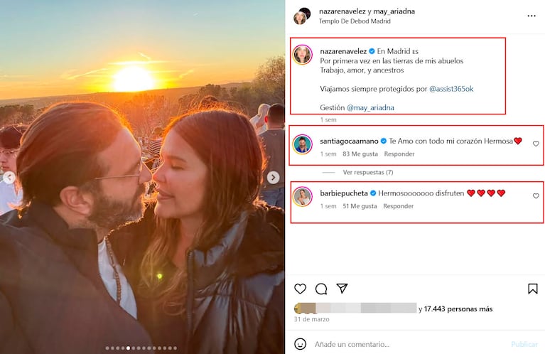 Foto: Instagram de Nazarena Vélez.