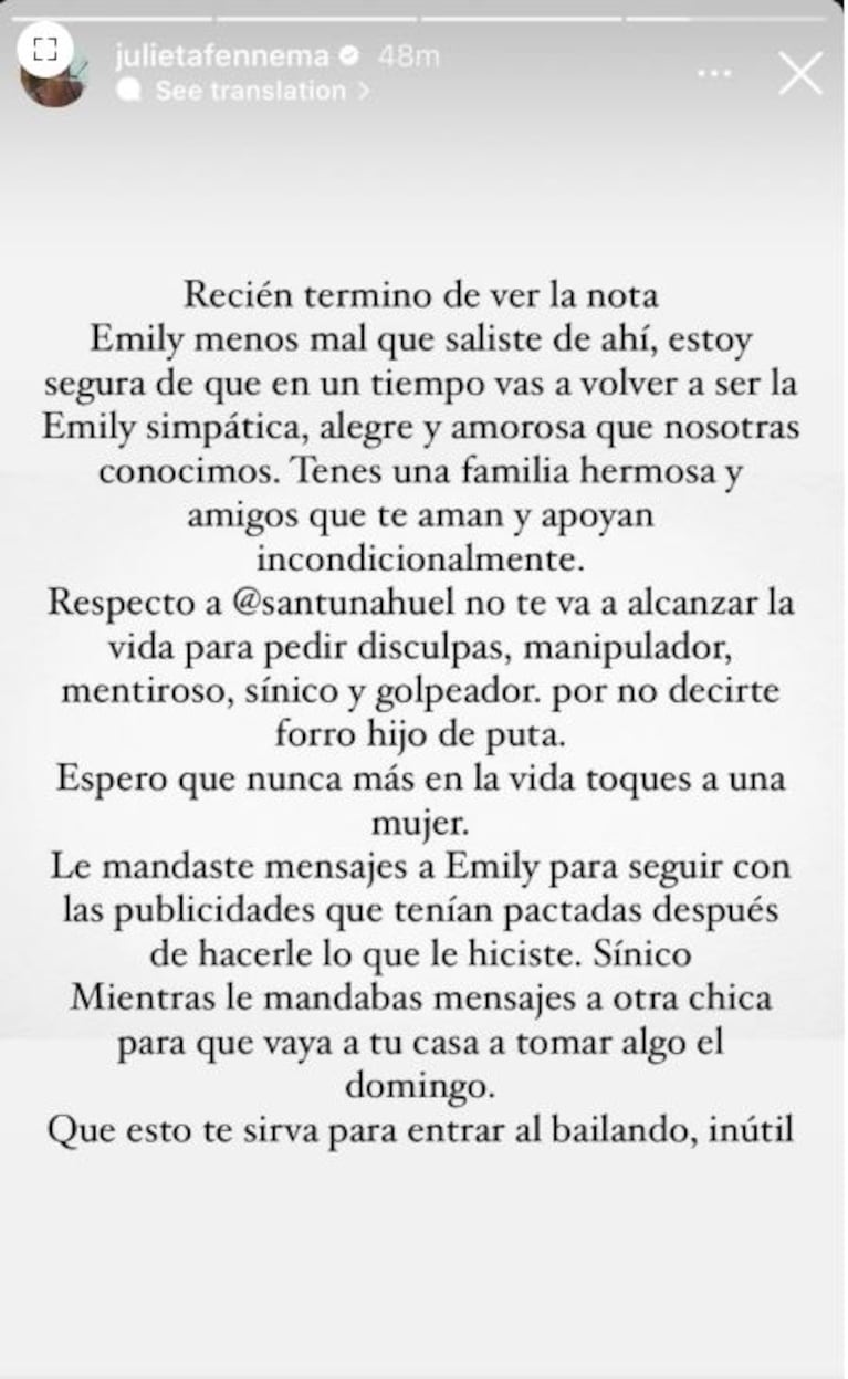 Foto: Instagram @julietafennema
