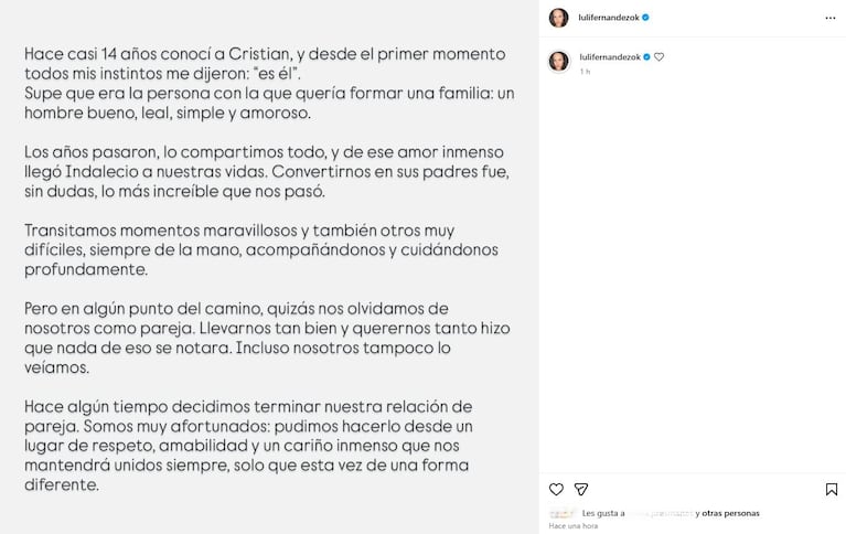 Foto: Instagram (@lulifernandezok)