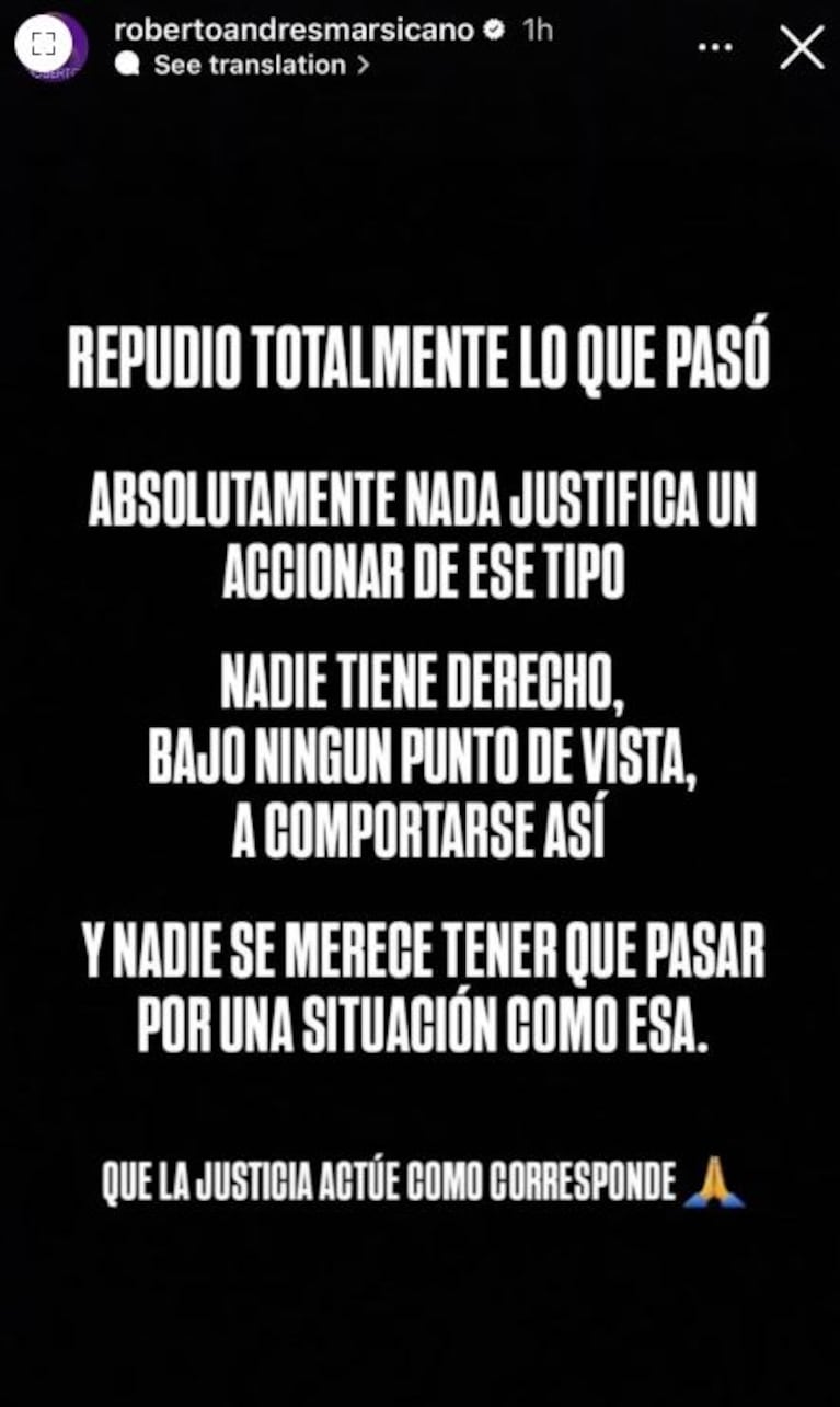 Foto: Instagram @robertoandresmarsicano