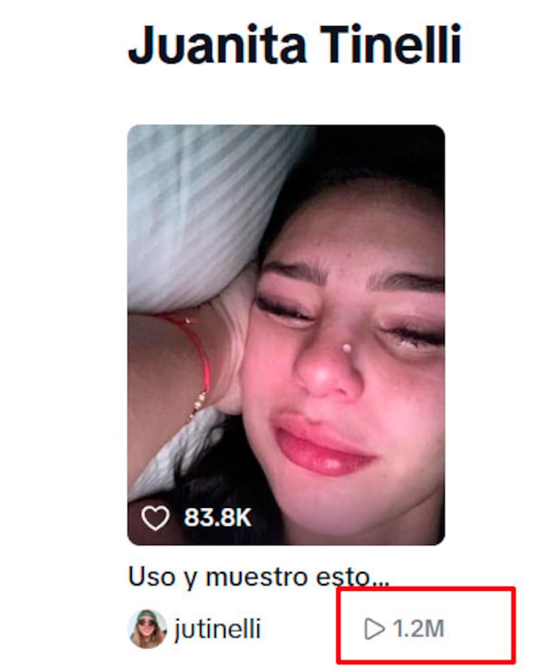Foto: TikTok de Juana Tinelli.