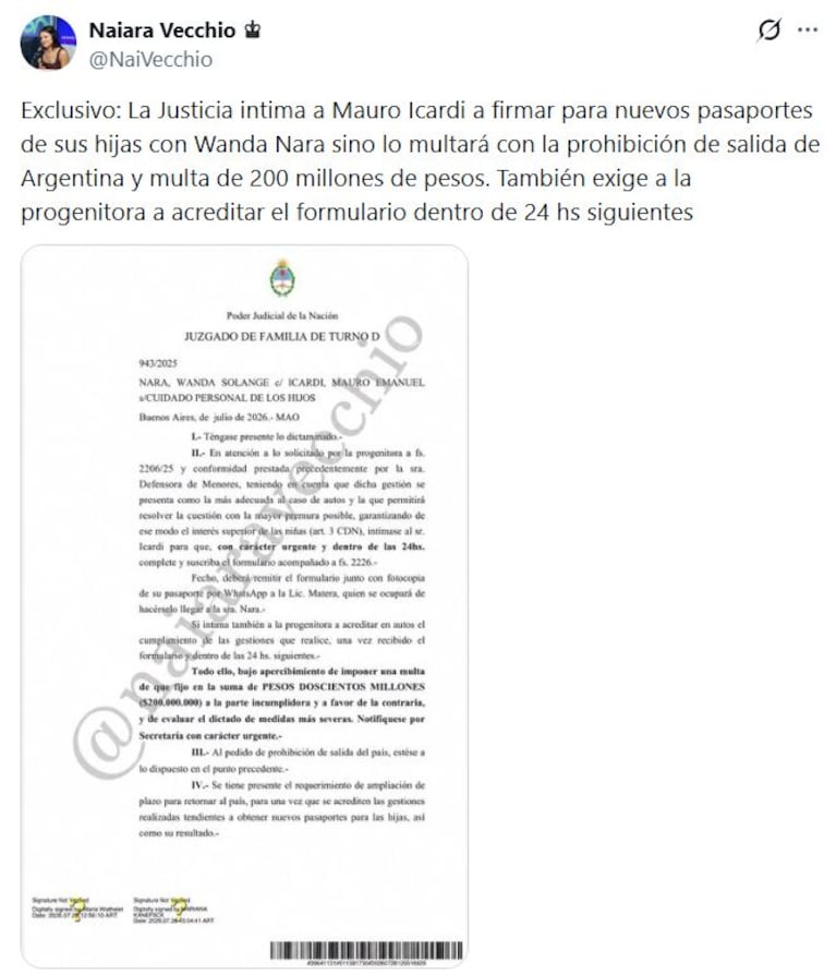 Foto: X (@NaiVecchio)