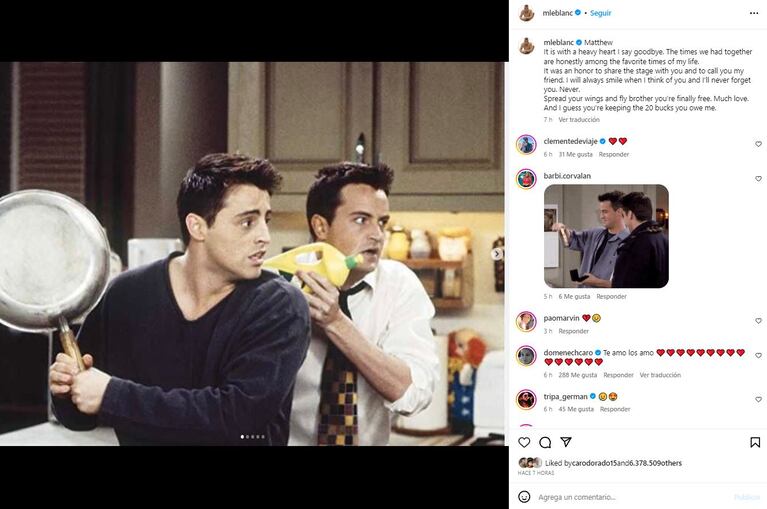 Fotos de Matt LeBlanc y Matthew Perry (Fotos: Instagram @mleblanc)