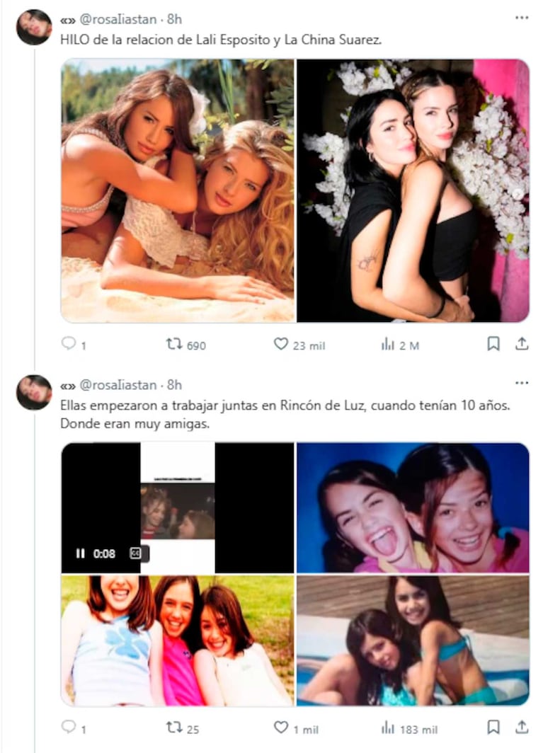 Fotos: posteos de X/Twitter de @rosaliastan