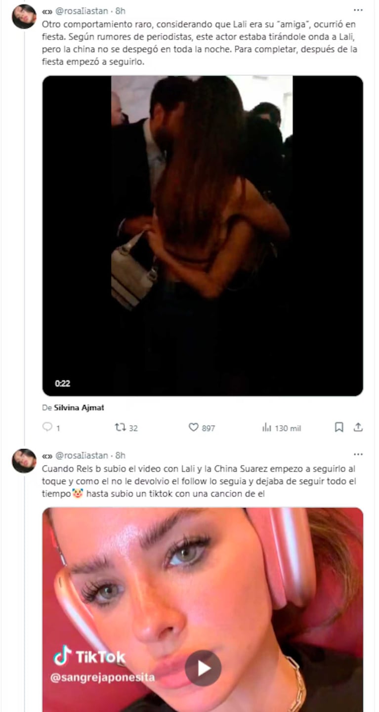 Fotos: posteos de X/Twitter de @rosaliastan