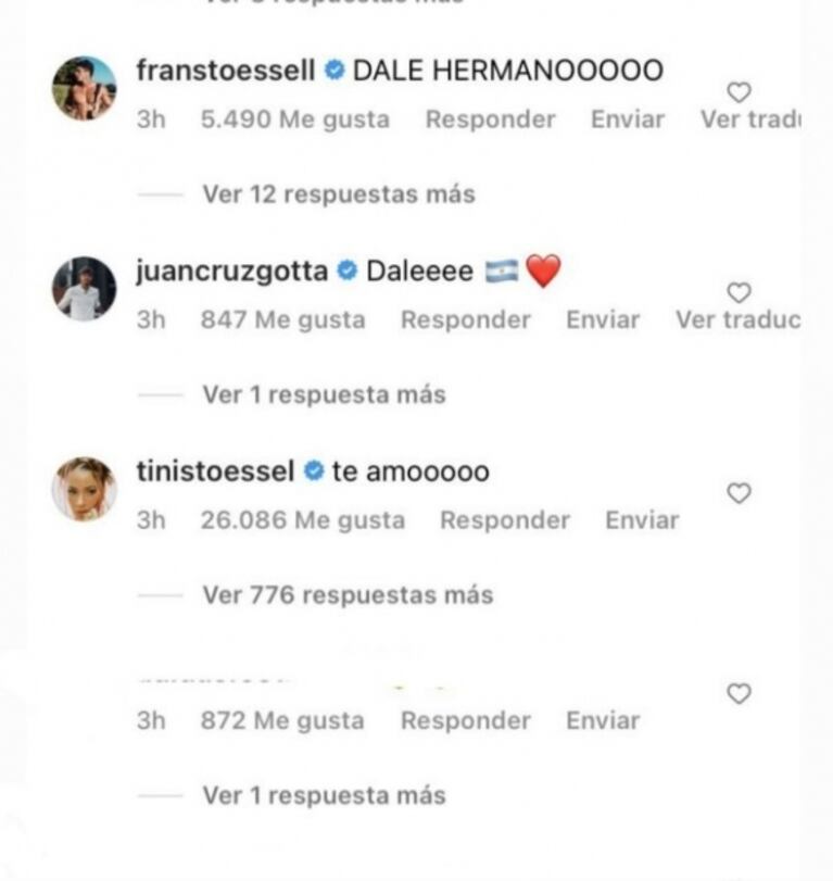 Fran Stoessel, cariñoso con su cuñado: ya le dice "hermano" a Rodrigo de Paul