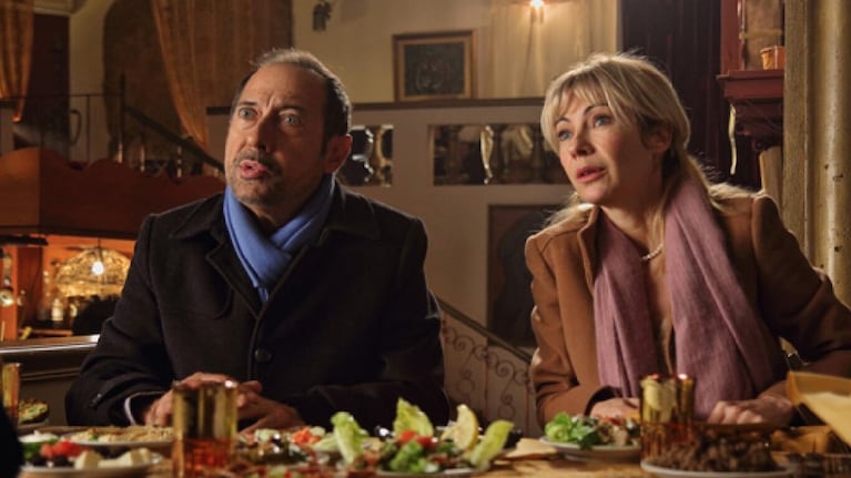 Francella y Estévez en una escena de El misterio de la felicidad.