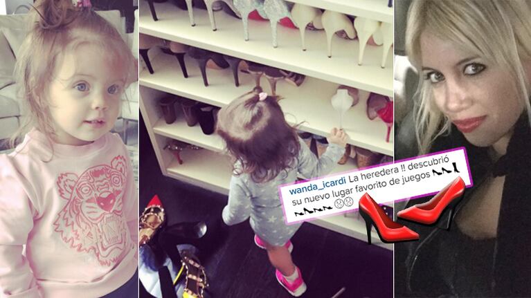 Francesca Icardi atraída por la enorme colección de zapatos de Wanda (Foto: Instagram)