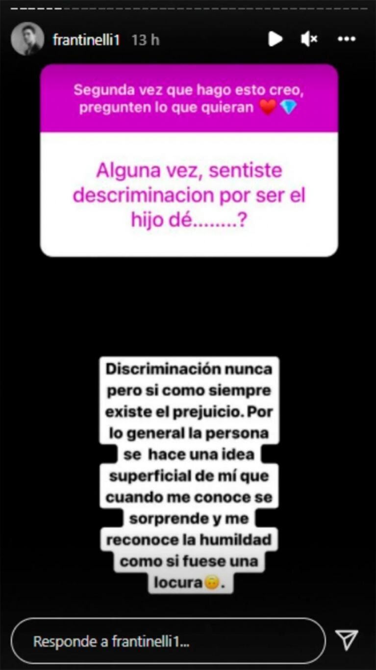 Francisco Tinelli contó cómo vive ser "hijo de" alguien tan famoso como Marcelo Tinelli: "Existe el prejuicio"