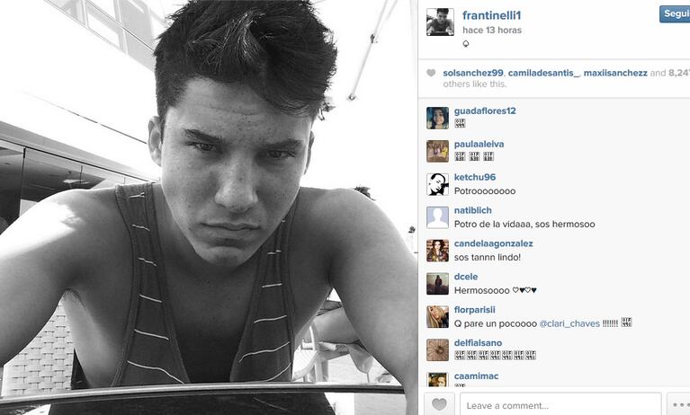 Francisco Tinelli, furor en Instagram.