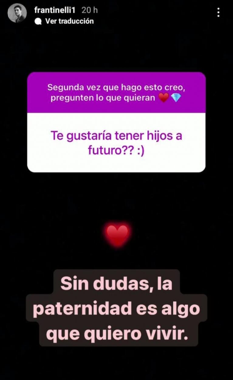 Francisco Tinelli habló de sus ganas de ser papá: "Es algo que quiero vivir"