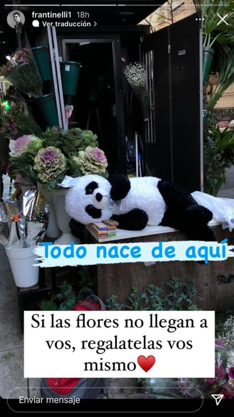 Francisco Tinelli reveló el tierno gesto de su abuelo tras declarar que se regala flores a sí mismo: "Vino a regalarme flores"