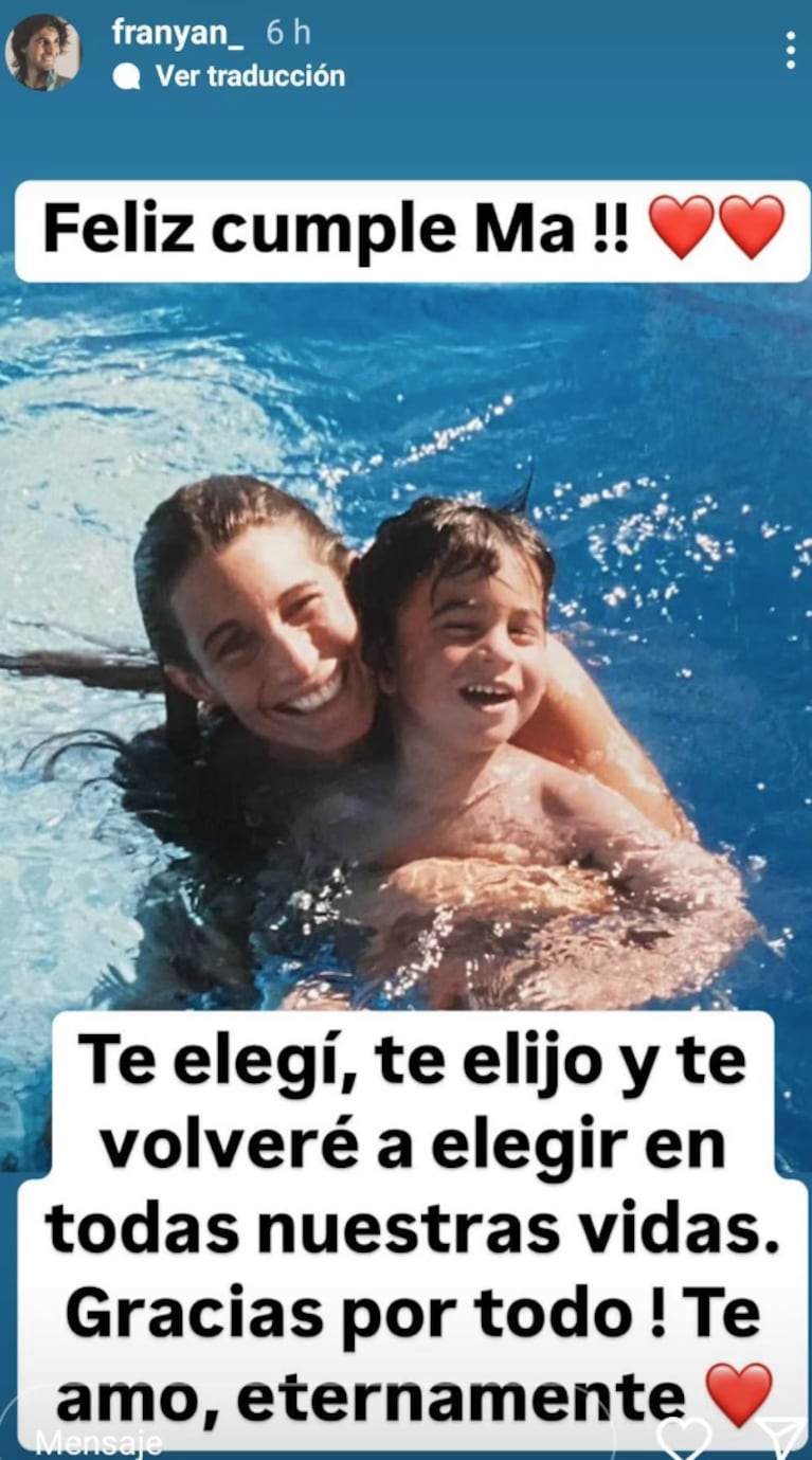 Franco recordó a su mamá el día que cumpliría 50 años.