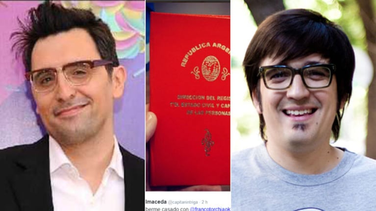 Franco Torchia y Tomás Balmaceda pasaron por el Registro Civil. (Fotos: Web y Twitter @capitanintriga)