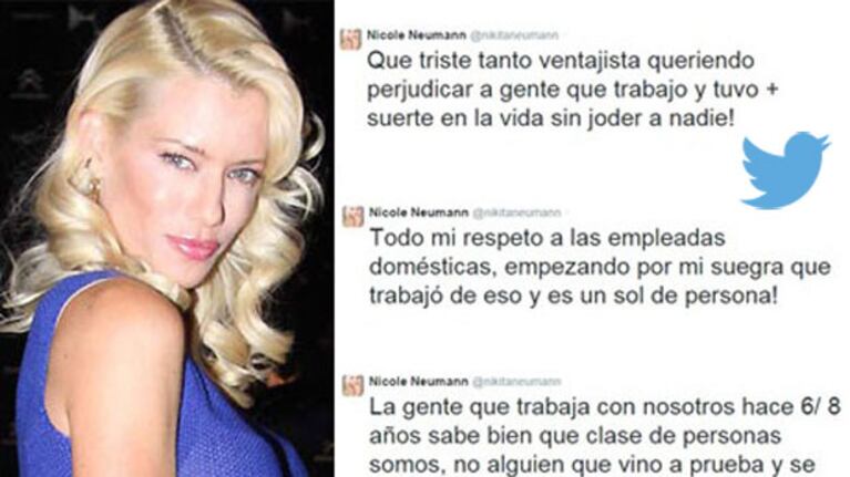 Fuego cruzado entre Nicole Neumann y su empleada domestica (Foto: Twitter y Web)