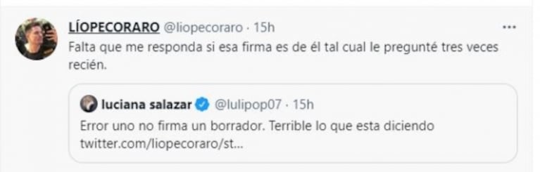 Fuerte acusación de Martín Redrado luego de que Luciana Salazar expusiera su pedido de disculpas: "No es mi firma"
