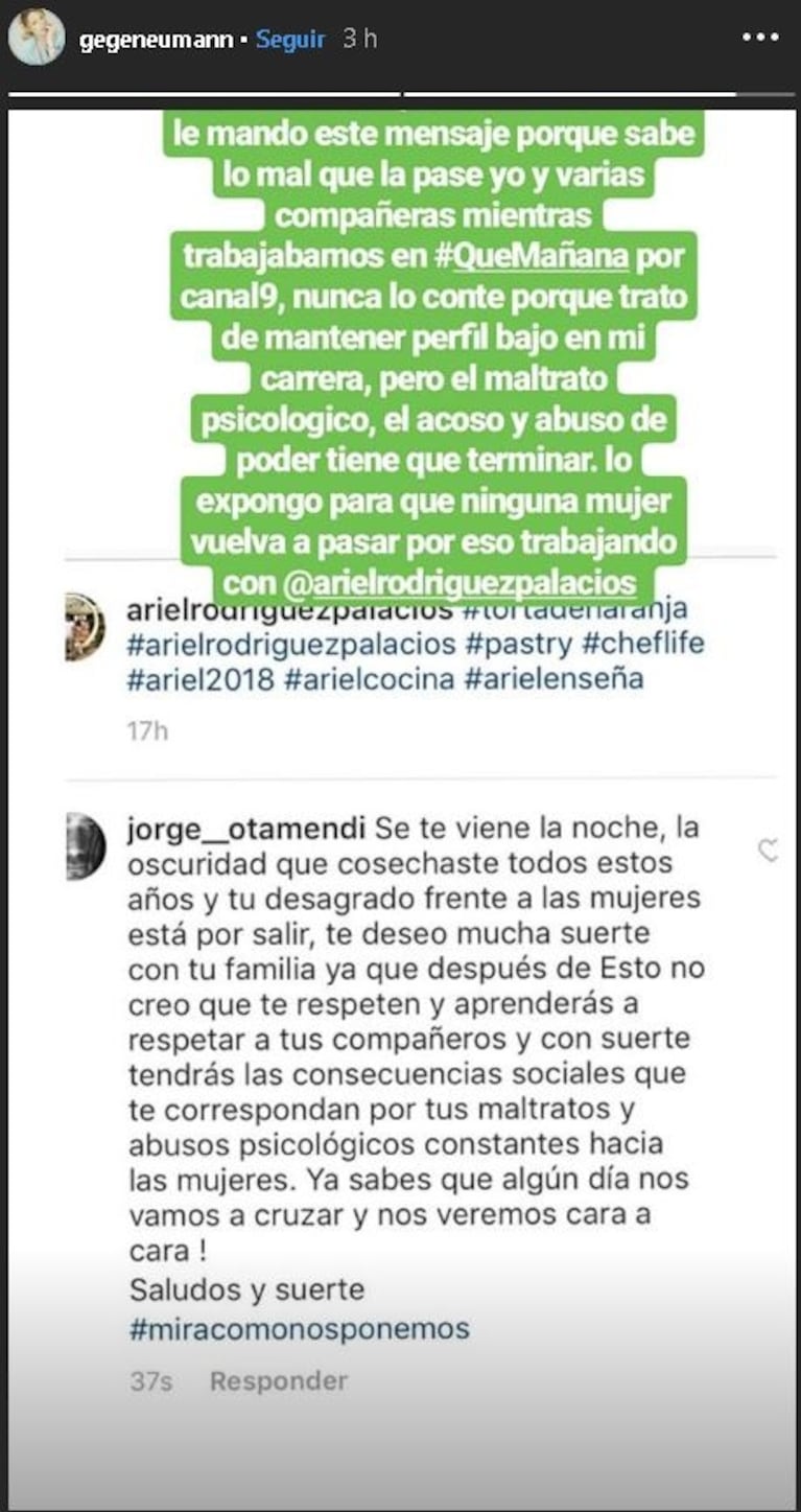 Fuerte acusación pública de Geraldine Neumann contra Ariel Rodríguez Palacios, tras duro mensaje de su marido