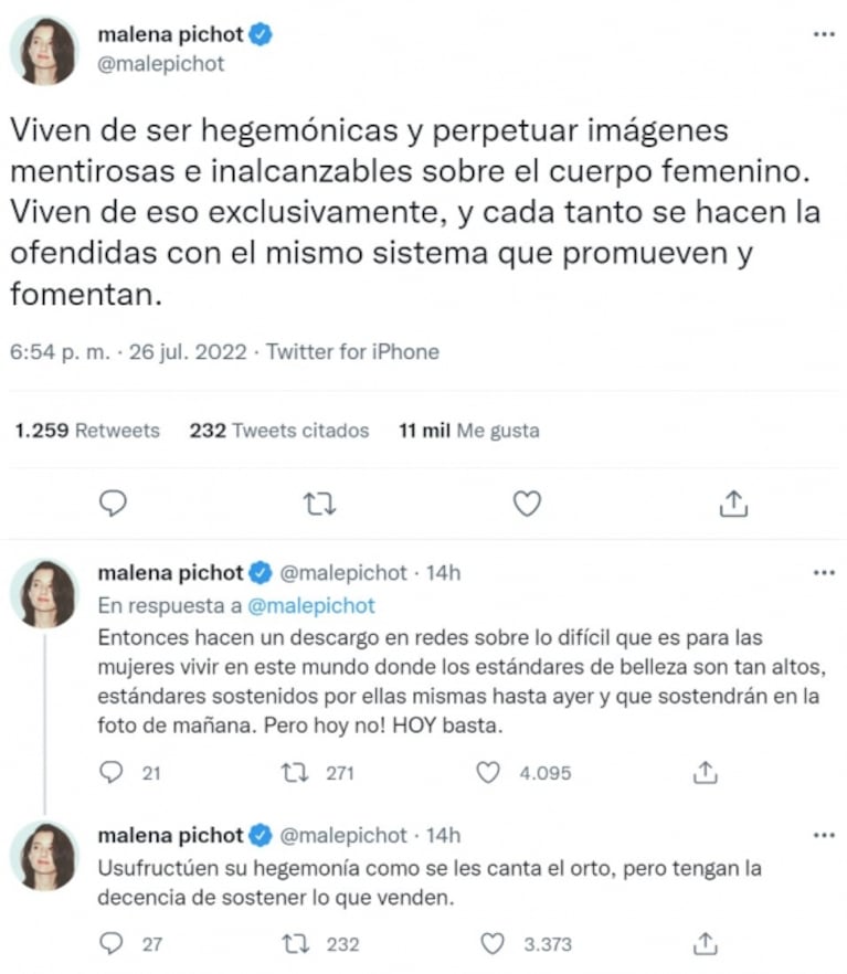 Fuerte análisis de Malena Pichot tras el descargo de Wanda Nara por sus fotos sin retoques: "Cada tanto se hacen las ofendidas" 