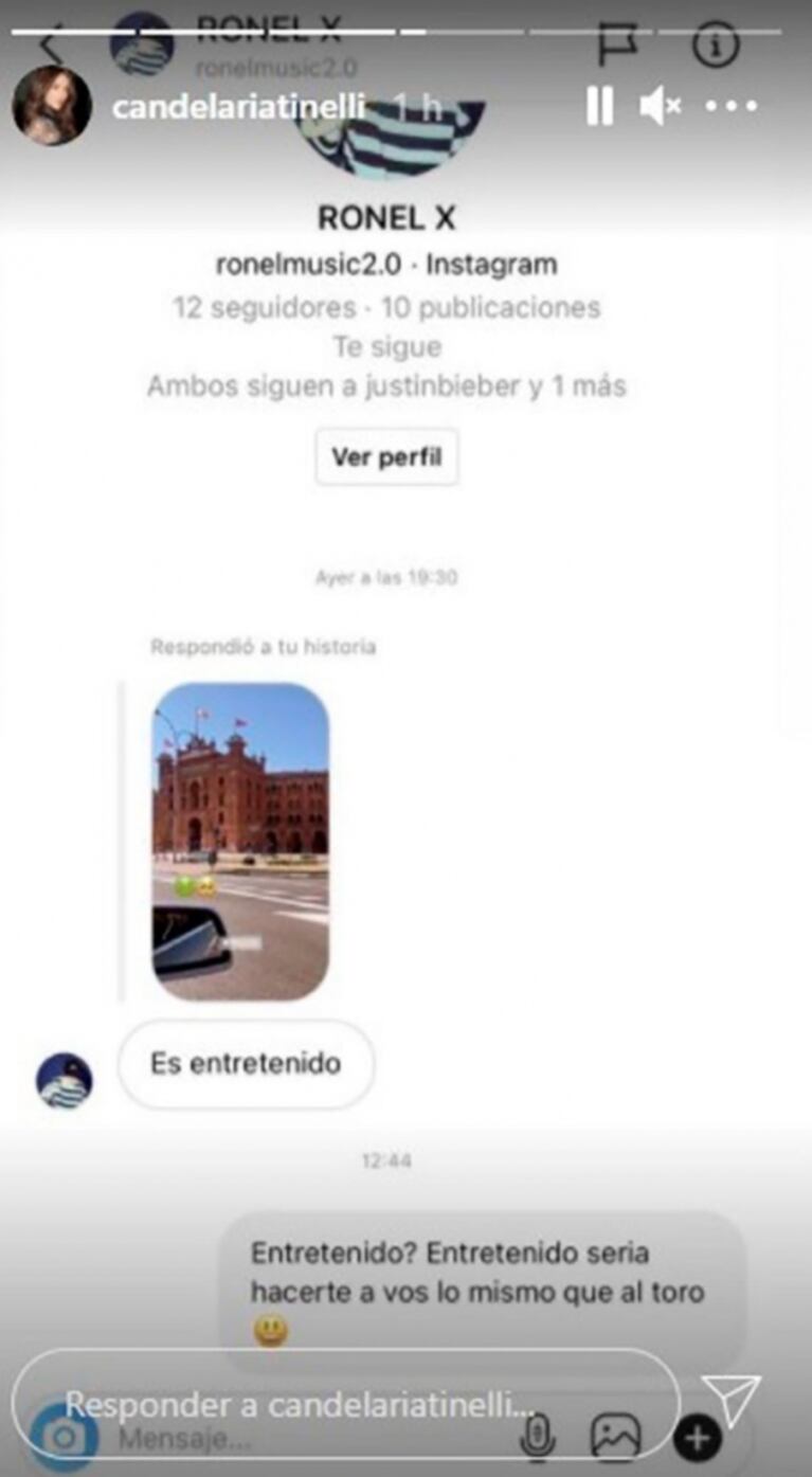 Fuerte cruce de Cande Tinelli con sus seguidores por las corridas de toros: "Entretenido sería hacerte lo mismo a vos"