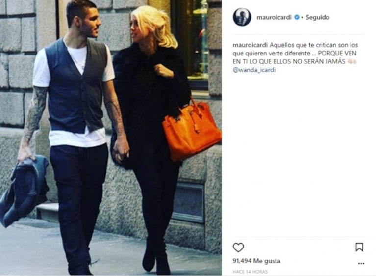Fuerte defensa pública de Icardi a Wanda Nara, tras un rumor de infidelidad: "Los que te critican ven en ti lo que ellos no serán jamás"