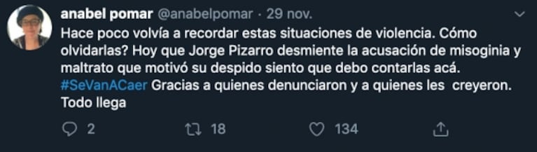 Fuerte denuncia de una periodista de El Nueve contra Jorge Pizarro: "La misoginia y el maltrato motivó su despido"