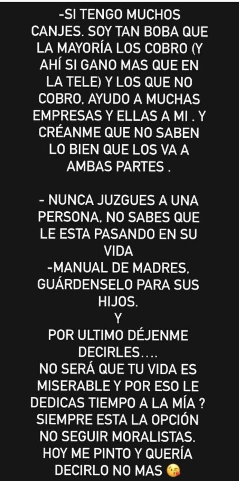 Fuerte descargo de Cinthia Fernández sobre sus ingresos y la fama: "Ganamos menos de lo que ustedes imaginan"