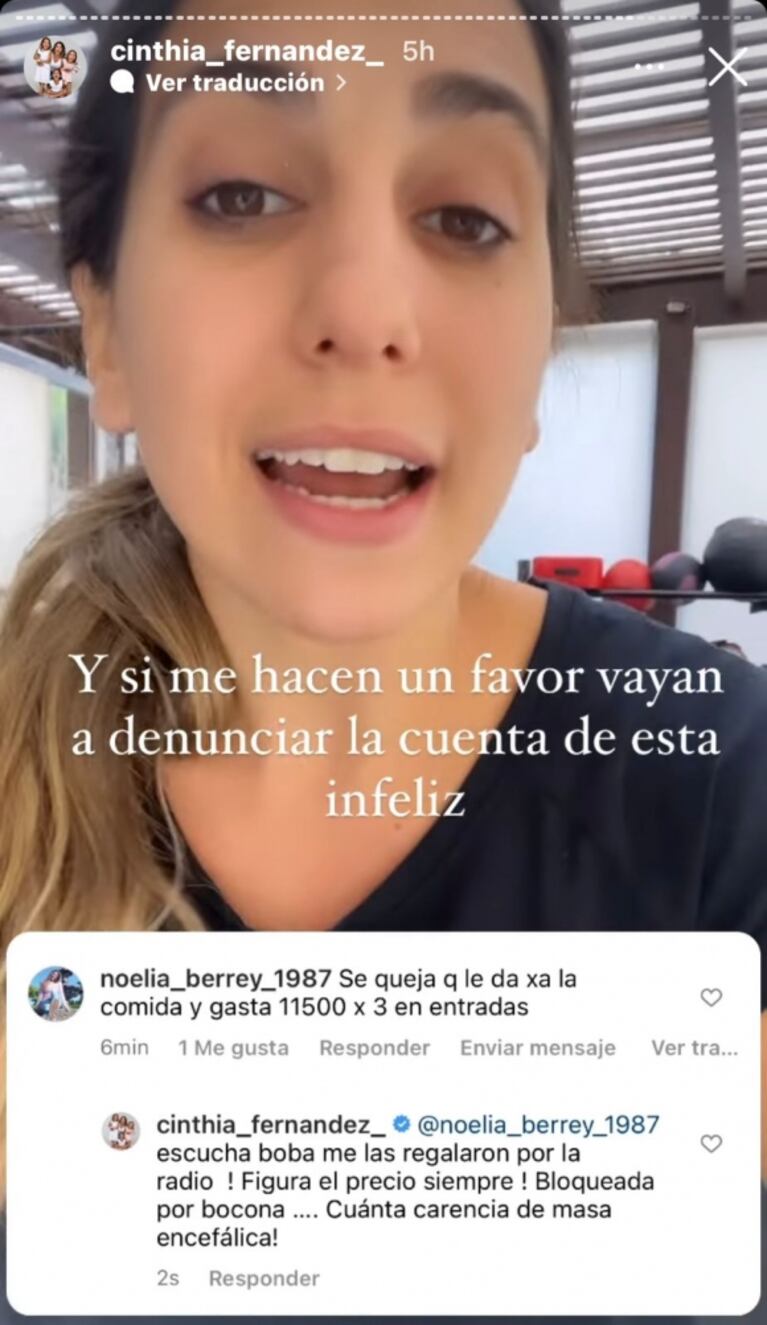 Fuerte descargo de Cinthia Fernández tras recibir críticas por ir al show de Tini Stoessel