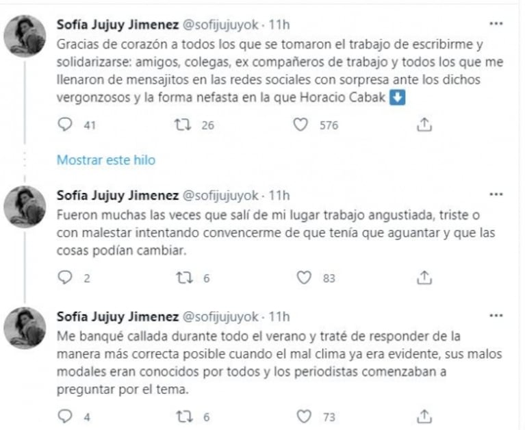 Fuerte descargo de Jujuy Jiménez contra Horacio Cabak: "Es horroroso escuchar a un compañero hablar así"