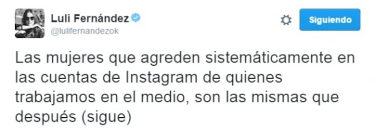 Fuerte descargo de Luli Fernández por los comentarios agresivos en las redes: "Las mujeres que agreden sistemáticamente son las mismas que después se plantan con el cartel de #NiUnaMenos"