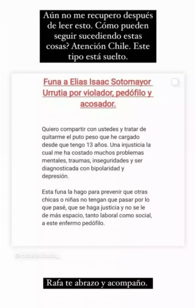 Fuerte mensaje de apoyo de China Suárez a la sobrina de Benjamín Vicuña, tras contar que fue violada: "Te abrazo"