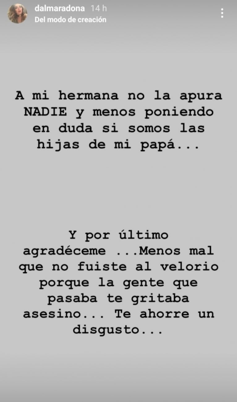 Fuerte mensaje de Dalma Maradona a Matías Morla, tras impedirle ir al velorio de Diego: "La gente te gritaba asesino"