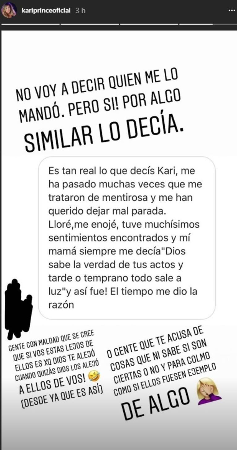 Fuerte mensaje de La Princesita Karina en Instagram Stories: "La caradurez de algunos me da pena"