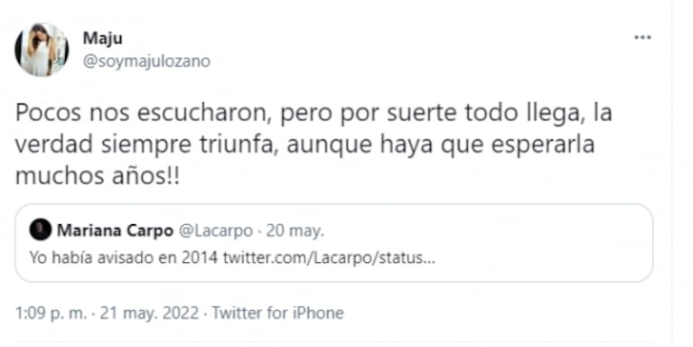 Fuerte mensaje de Maju Lozano tras las acusaciones de Romina Gaetani contra Facundo Arana: "La verdad siempre triunfa"