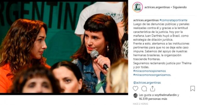 Fuerte mensaje del colectivo Actrices Argentinas por el viaje de Juan Darthés a Brasil: "Huyó como rata por tirante"