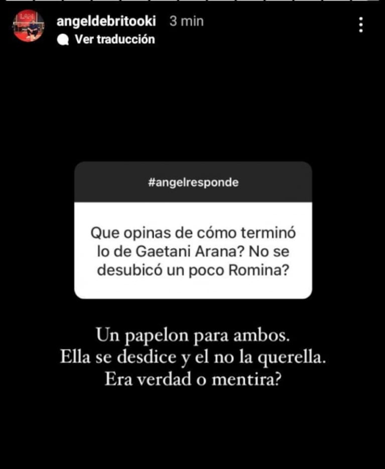 Fuerte opinión de Ángel de Brito sobre el acuerdo de Facundo Arana y Romina Gaetani