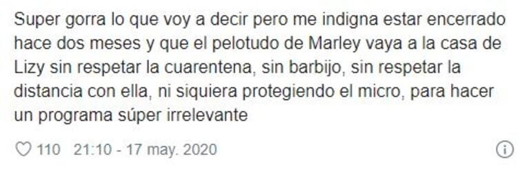 Fuerte polémica con Marley, tras su programa en la casa de Lizy Tagliani: sin barbijo ni distancia social