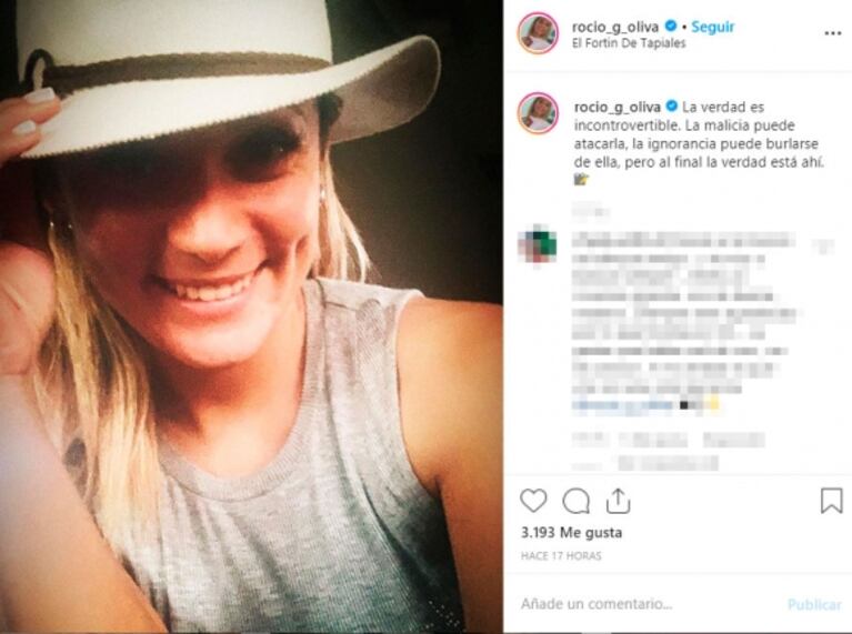 Fuerte posteo de Rocío Oliva en pleno escándalo con Dalma y Gianinna Maradona: "La verdad es incontrovertible"