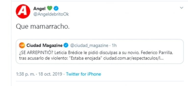 Fuerte reacción de Ángel de Brito tras las disculpas de Leticia Brédice a su novio: "Qué mamarracho"