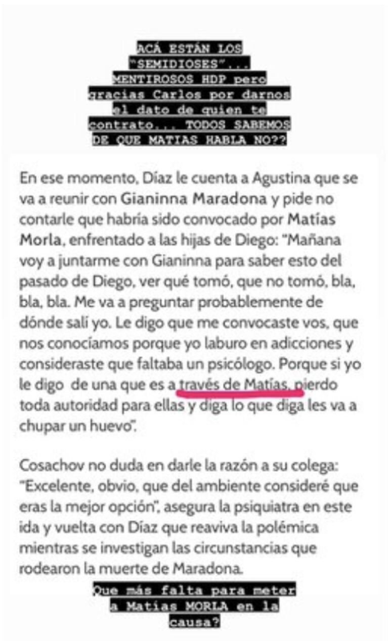 Fuerte reacción de Dalma Maradona ante los polémicos chats del equipo médico de Diego: "Semidioses mentirosos"